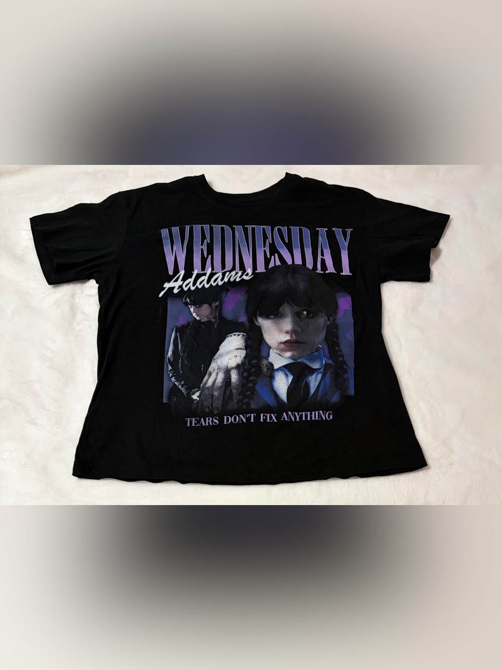 Wednesday Addams Graphic T-Shirt Womens XL Tears Don't Fix Anything Goth Tee